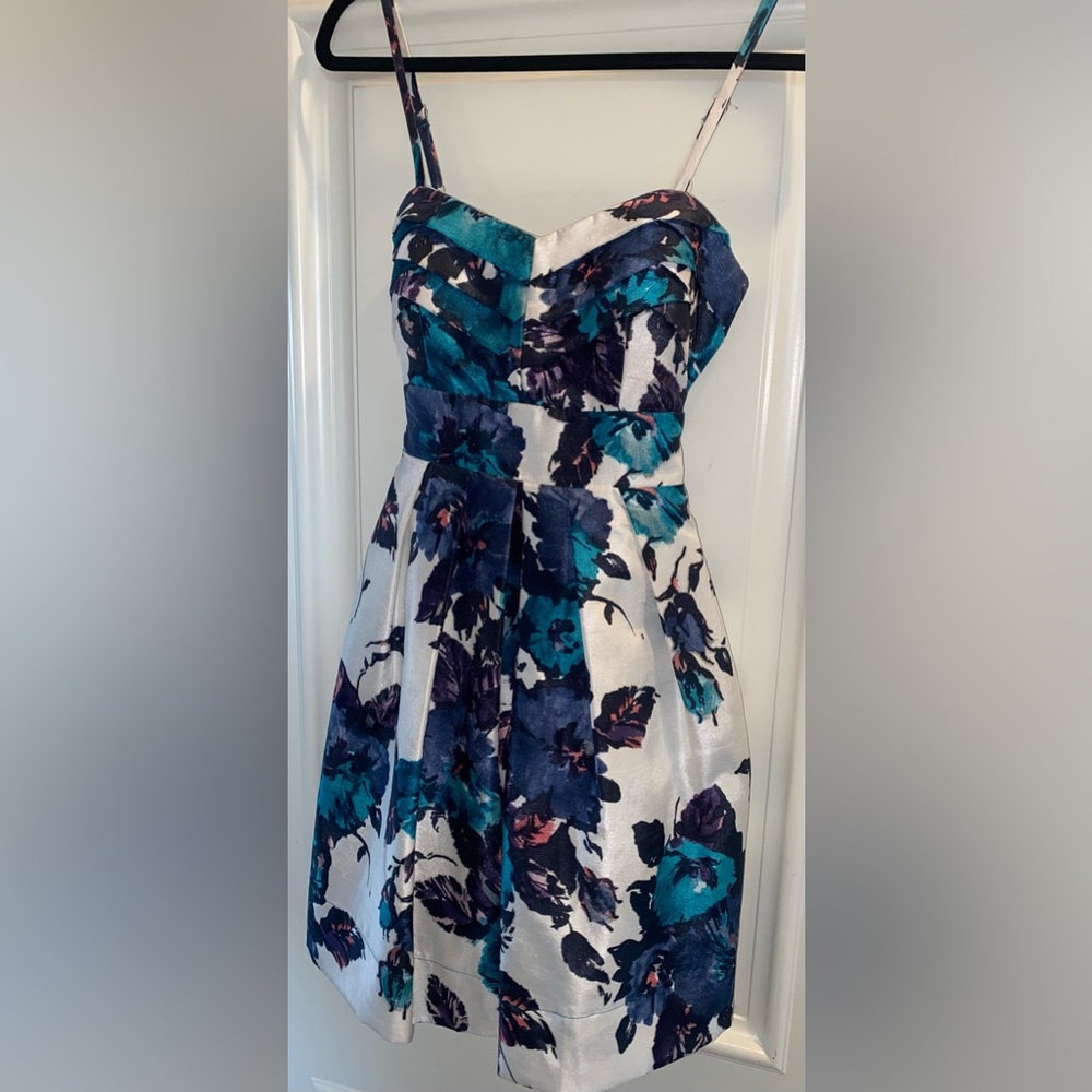 Elegant blue & purple floral dress